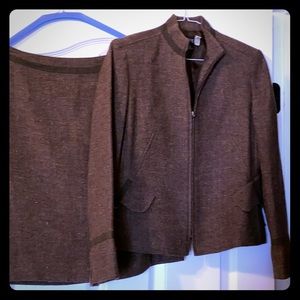 Sophisticated brown skirt suit set outfit